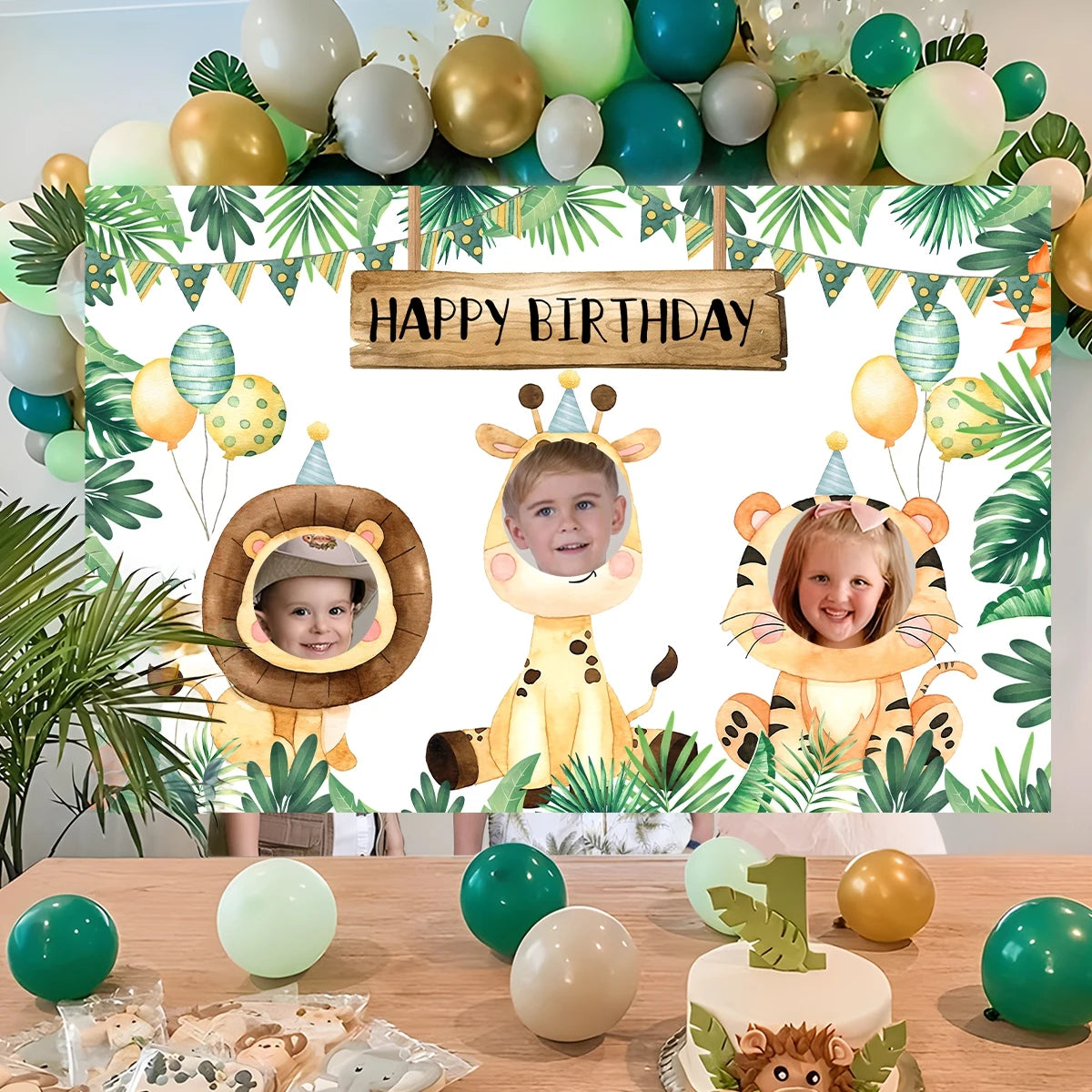 Jungle Animal Birthday Backdrop