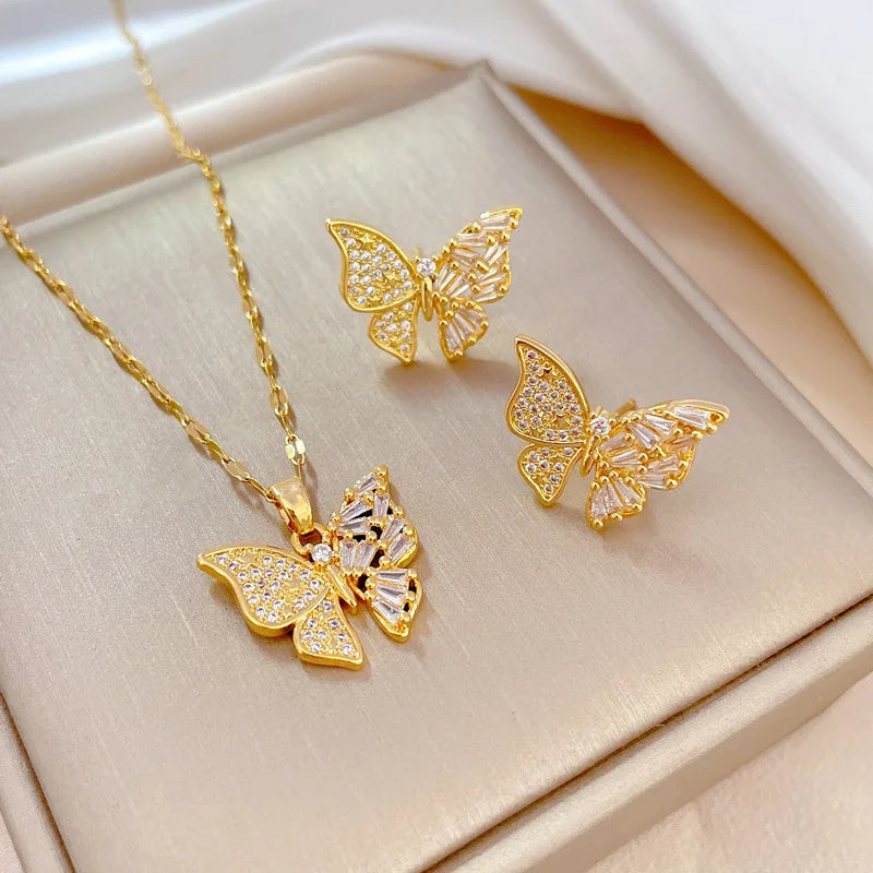 Stainless Steel Jewelry Set Hollow Butterfly jewelry set