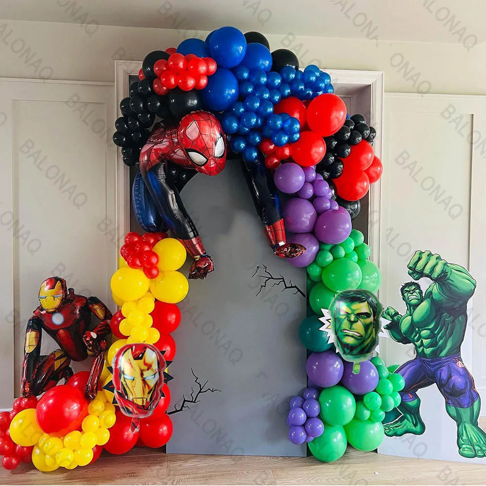 177pcs 3D Big Spiderman Hero Foil Balloons Number The Avengers Birthday