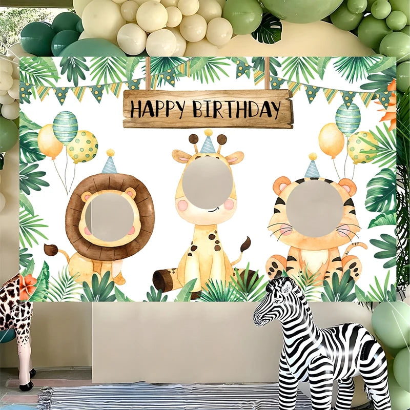 Jungle Animal Birthday Backdrop