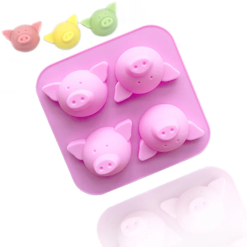 Cartoon Silicone Mold For Baking Stitch Bear Mouse Cat Pig Duck Chocolate Soap Mould Animal Cake Decorating Tool Cupcake Topper