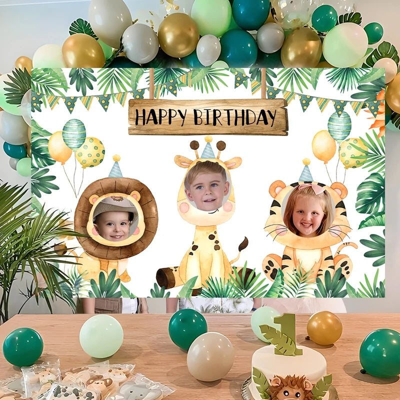 Jungle Animal Birthday Backdrop