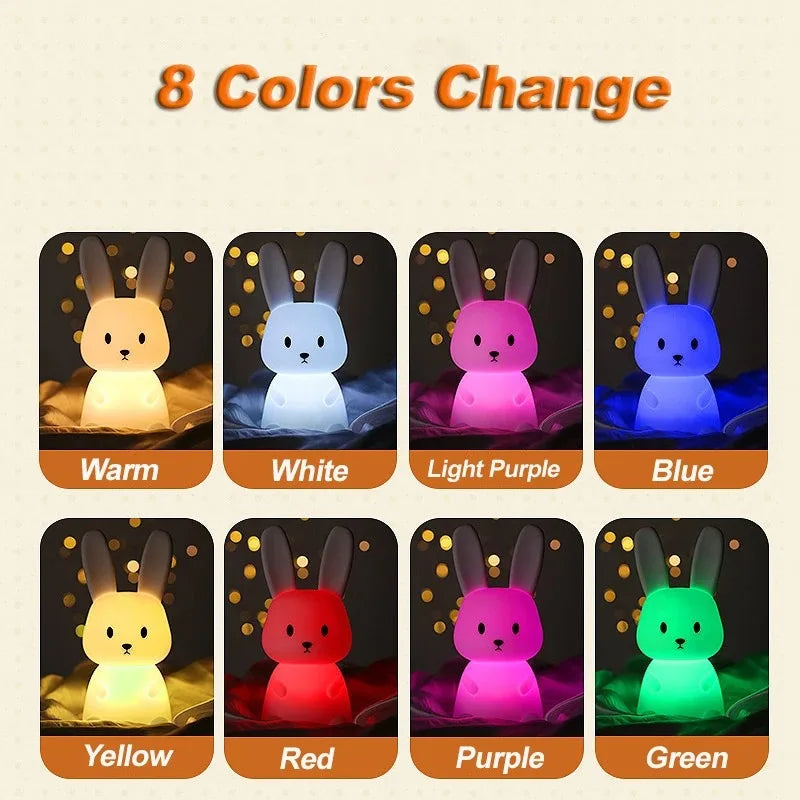 LED Night light Silicone Rabbit Touch Sensor lamp