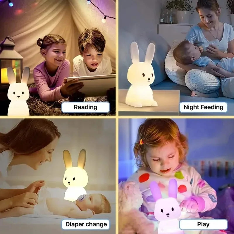 LED Night light Silicone Rabbit Touch Sensor lamp