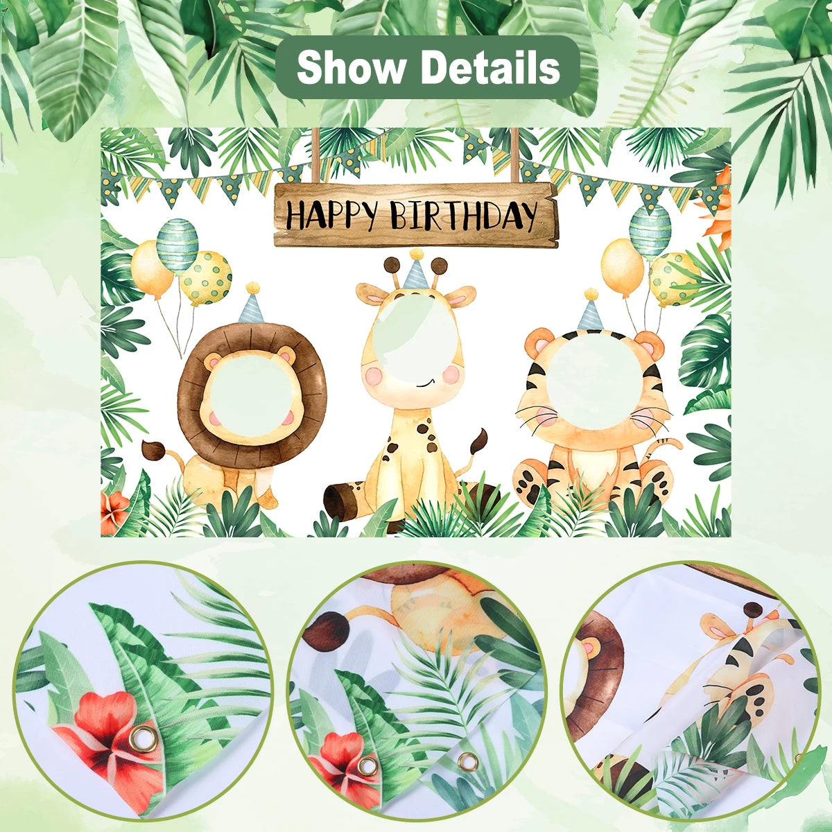 Jungle Animal Birthday Backdrop