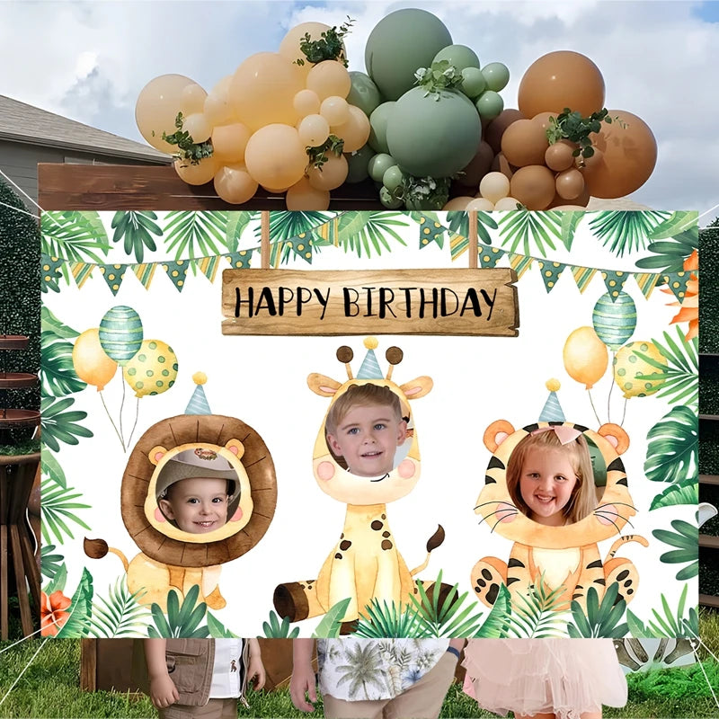 Jungle Animal Birthday Backdrop